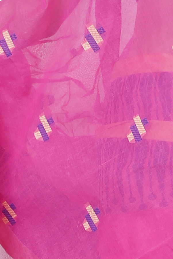 Pink Pure Cotton Simar Tant Saree (1038)